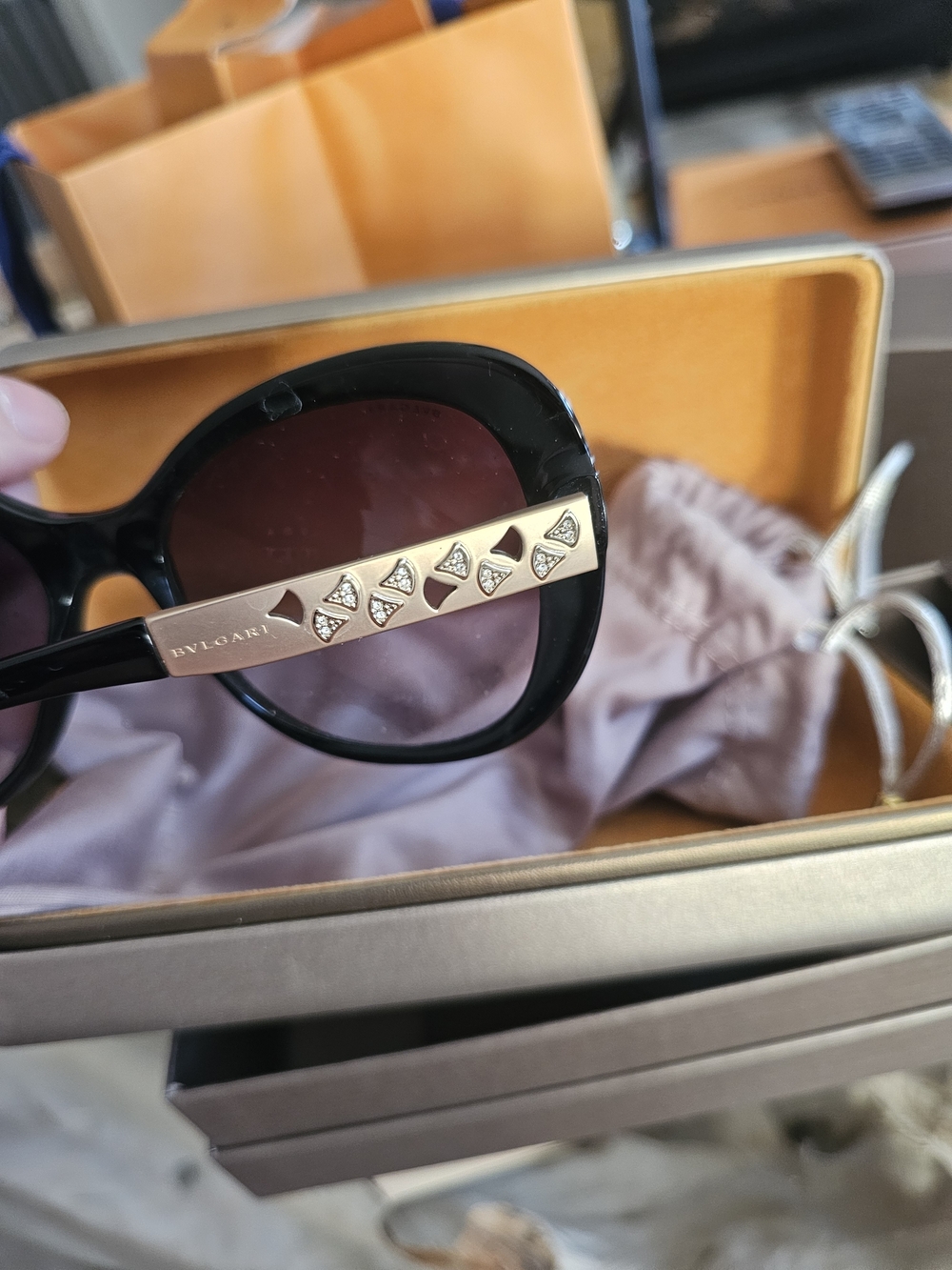 Bulgari Black Oversized Round Women's Sunglasses - Picture 4 of 6